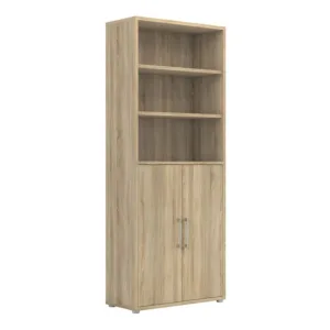 PRIMA Bookcase 4 Shelves with 2 Doors in Oak