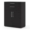 PRIMA Bookcase 1 Shelf with 2 Drawers and 2 Doors in Black Woodgrain - Image 10