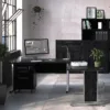 PRIMA Bookcase 1 Shelf with 2 Drawers and 2 Doors in Black Woodgrain - Image 8