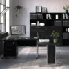 PRIMA Corner Desk Top in Black Woodgrain with Silver Grey Steel Legs - Image 7