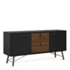 RY Sideboard 2 Doors + 2 Drawers in Matt Black and Walnut - Image 13