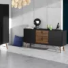 RY Sideboard 2 Doors + 2 Drawers in Matt Black and Walnut - Image 7