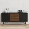 RY Sideboard 2 Doors + 2 Drawers in Matt Black and Walnut