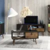 RY TV-Unit 1 Door + 1 Drawer in Matt Black and Walnut - Image 7