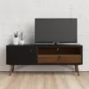 RY TV-Unit 1 Door + 1 Drawer in Matt Black and Walnut - Image 6