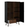 RY China Cabinet 1 Door + 1 Glass Door + 1 Drawer in Matt Black and Walnut - Image 14