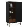 RY China Cabinet 1 Door + 1 Glass Door + 1 Drawer in Matt Black and Walnut - Image 13