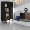RY China Cabinet 1 Door + 1 Glass Door + 1 Drawer in Matt Black and Walnut - Image 11