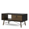 RY Coffee Table 1 Drawer in Matt Black and Walnut - Image 11