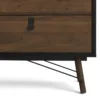 RY Wide Double Chest of 6 Drawers in Matt Black and Walnut - Image 7