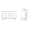 RY Wide Double Chest of 6 Drawers in Matt Black and Walnut - Image 6