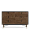 RY Wide Double Chest of 6 Drawers in Matt Black and Walnut - Image 16