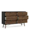 RY Wide Double Chest of 6 Drawers in Matt Black and Walnut - Image 14