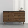 RY Wide Double Chest of 6 Drawers in Matt Black and Walnut - Image 11