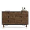 RY Wide Double Chest of 6 Drawers in Matt Black and Walnut - Image 9