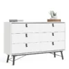 RY Wide Double Chest of 6 Drawers in Matt White - Image 8