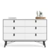 RY Wide Double Chest of 6 Drawers in Matt White - Image 7