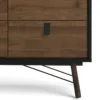 RY Double Chest of 6 Drawers in Matt Black and Walnut - Image 7