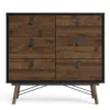 RY Double Chest of 6 Drawers in Matt Black and Walnut - Image 15