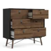 RY Double Chest of 6 Drawers in Matt Black and Walnut - Image 13