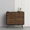 RY Double Chest of 6 Drawers in Matt Black and Walnut - Image 11