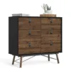 RY Double Chest of 6 Drawers in Matt Black and Walnut - Image 10