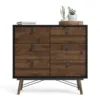 RY Double Chest of 6 Drawers in Matt Black and Walnut - Image 9