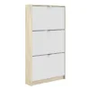 SHOES Shoe Wall Cabinet 3 Tilting Doors and 1 Layer in Oak and White