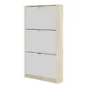 SHOES Shoe Wall Cabinet 3 Tilting Doors and 1 Layer in Oak and White - Image 7