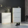 SHOES Shoe Wall Cabinet 3 Tilting Doors and 1 Layer in Oak and White - Image 6