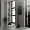 SHOES Shoe Cabinet 5 Mirror Tilting Doors in White - Image 3