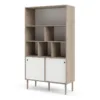 ROME Bookcase 2 Sliding Doors in Jackson Hickory Oak and Matt White - Image 14
