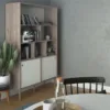 ROME Bookcase 2 Sliding Doors in Jackson Hickory Oak and Matt White - Image 10