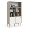 ROME Bookcase 2 Sliding Doors in Jackson Hickory Oak and Matt White - Image 9
