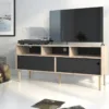 ROME TV-Unit 2 Sliding Doors in Jackson Hickory Oak and Matt Black - Image 11