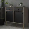 ROME Sideboard 2 Sliding Doors + 2 Drawers in Jackson Hickory Oak and Matt Black - Image 13