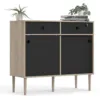 ROME Sideboard 2 Sliding Doors + 2 Drawers in Jackson Hickory Oak and Matt Black - Image 10