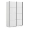 VERONA Sliding Wardrobe 120cm in White with White Doors and 2 Shelves