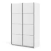 VERONA Sliding Wardrobe 120cm in White with White Doors and 2 Shelves - Image 14