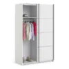 VERONA Sliding Wardrobe 120cm in White with White Doors and 2 Shelves - Image 12