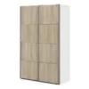 VERONA Sliding Wardrobe 120cm in White with Oak Doors and 2 Shelves - Image 12