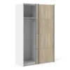 VERONA Sliding Wardrobe 120cm in White with Oak Doors and 2 Shelves - Image 11