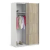 VERONA Sliding Wardrobe 120cm in White with Oak Doors and 2 Shelves - Image 10