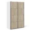 VERONA Sliding Wardrobe 120cm in White and Oak Doors and 5 Shelves