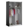VERONA Sliding Wardrobe 120cm in Matt Black with Matt Black Doors and 2 Shelves - Image 9
