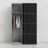 VERONA Sliding Wardrobe 120cm in Matt Black with Matt Black Doors and 2 Shelves - Image 8
