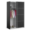 VERONA Sliding Wardrobe 120cm in Matt Black with Matt Black Doors and 2 Shelves - Image 13