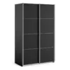 VERONA Sliding Wardrobe 120cm in Matt Black with Matt Black Doors and 5 Shelves