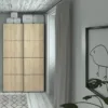 VERONA Sliding Wardrobe 120cm in Matt Black with Oak Doors and 2 Shelves - Image 9