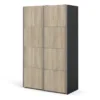 VERONA Sliding Wardrobe 120cm in Matt Black with Oak Doors and 2 Shelves - Image 17